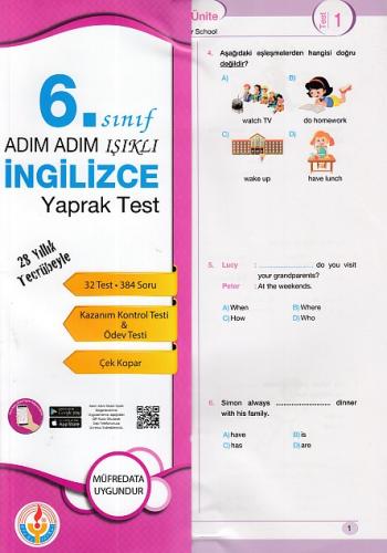 Adım Adım Işıklı 6. Sınıf İngilizce Yaprak Test