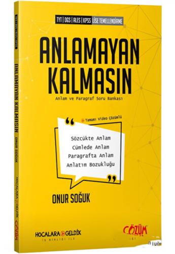 Çözüm YKS DGS ALES KPSS Anlamayan Kalmasın Anlam ve Paragraf Soru Kita