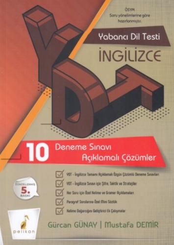 Pelikan YDT İngilizce Tamamı Çözümlü 10 Deneme Sınavı