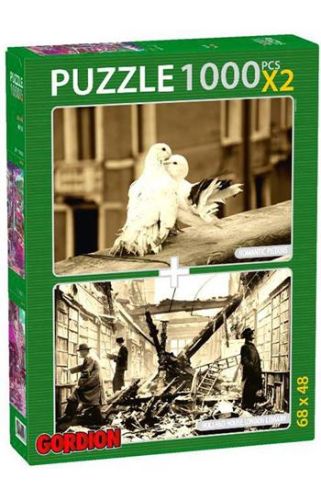 Romantic Pigeons + Holland House London Library / 2x1000 Parça Puzzle 