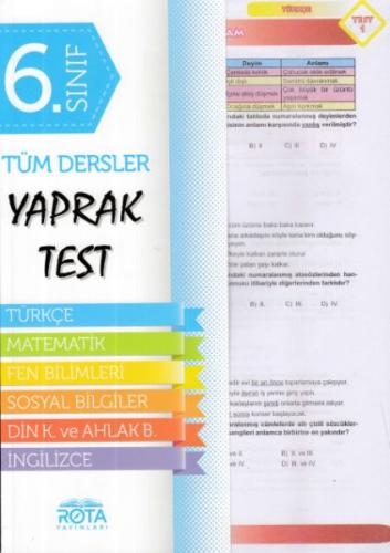 Rota 6.Sınıf Tüm Dersler Yaprak Test (Yeni)