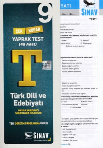 Sınav 9. Sınıf Türk Dili ve Edebiyatı Çek Kopar Yaprak Test (Yeni)