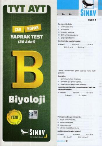 Sınav TYT-AYT Biyoloji Yaprak Test (Yeni)