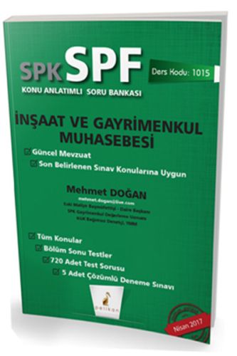 SPK-SPF İnşaat ve Gayrimenkul Muhasebesi Konu Anlatımlı Soru Bankası