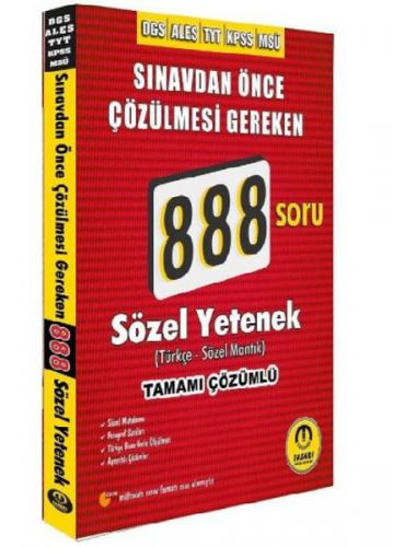 Tasarı DGS ALES TYT KPSS MSÜ Sözel Yetenek 888 Soru Bankası Çözümlü